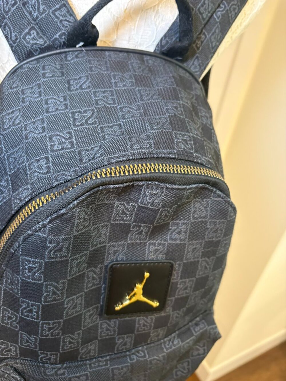 Back to School Jordan Monogram Backpack Black Gold Jumpman 23 Jacquard Full Size - Picture 8 of 14